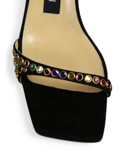 Shop Sergio Rossi Sr1 Jeweled Suede Ankle-strap Sandals In Black-multi