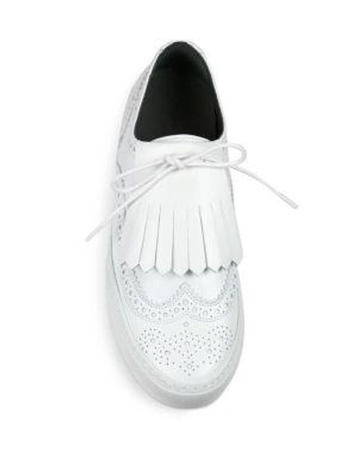 Shop Robert Clergerie Tolka   Leather Brogue Sneakers In White Calf