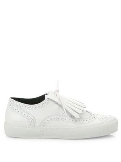 Shop Robert Clergerie Tolka   Leather Brogue Sneakers In White Calf