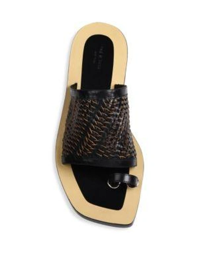 Shop Rag & Bone Avril Woven Leather Slides In Black