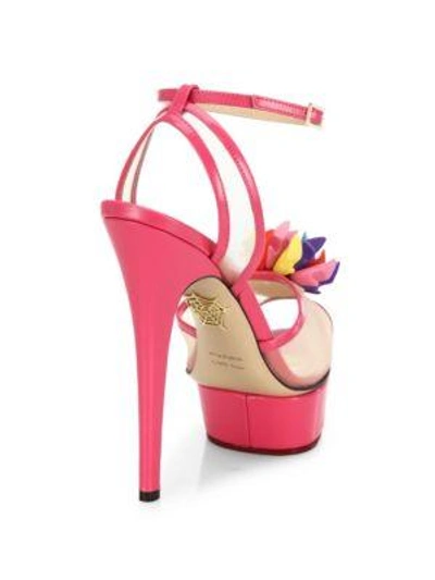 Shop Charlotte Olympia Pomeline Barbie Shoe Mesh & Patent Leather Platform Sandals In Pink