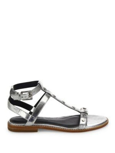 Shop Rebecca Minkoff Sandy Studded Metallic Gladiator Sandals In Silver