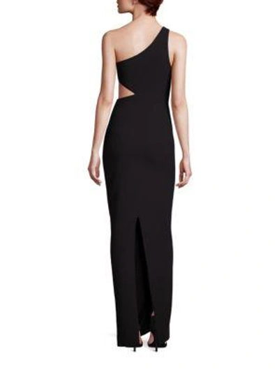 Shop Cinq À Sept Leonella One-shoulder Cutout Gown In Black