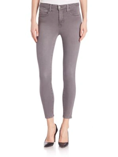 Shop L Agence Margot High-rise Skinny Ankle Jeans In Grey