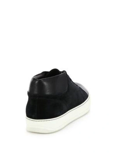 Shop Lanvin Classic Leather & Suede High-top Sneakers In Black