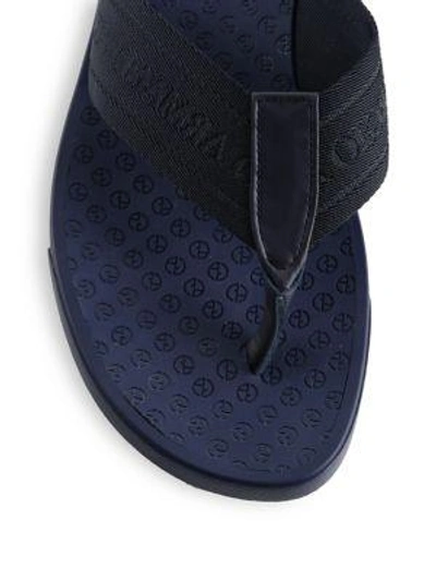 Shop Giorgio Armani Rubber Flip Flops In Dark-blue