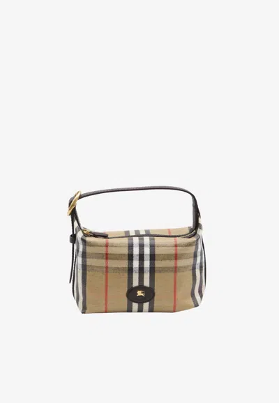 Burberry Women Coated Canvas Handbag With Check Pattern In Multi