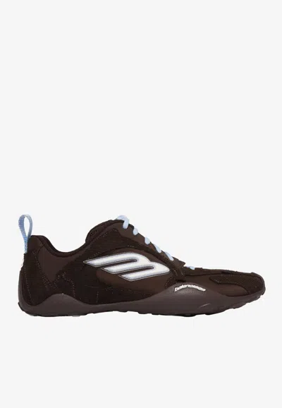 Balenciaga Women Brown Canvas And Corduroy Monday Ultra Sneakers In Black