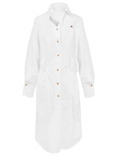 Vivienne Westwood Drunken Shirt Dress Compact Poplin White 48 Women