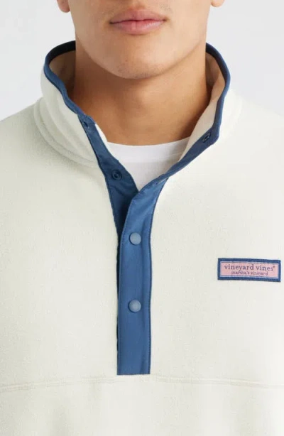Vineyard Vines Harbor Fleece Snap Placket Pullover In Neutral