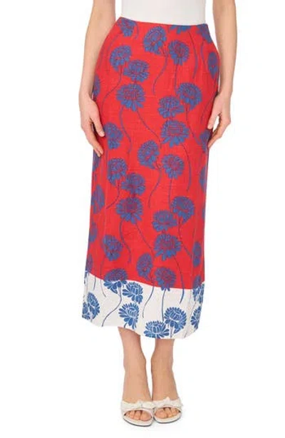 1.state Printed Column Skirt In Red