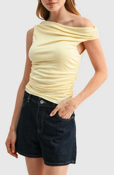 Lush Asymmetric Ruched Top In Multi