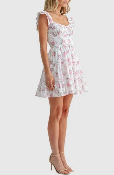 Lush Flutter Sleeve Tiered Minidress In Multi