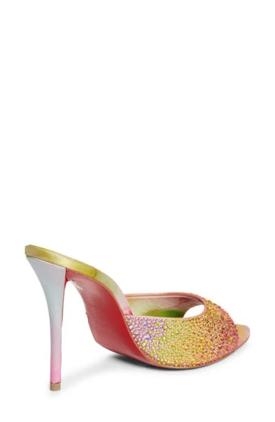 Christian Louboutin Miss Z 100 Crystal-embellished Satin Mules In Multi