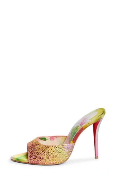Christian Louboutin Miss Z 100 Crystal-embellished Satin Mules In Multi