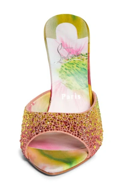 Christian Louboutin Miss Z 100 Crystal-embellished Satin Mules In Multi