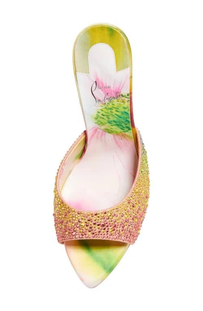 Christian Louboutin Miss Z 100 Crystal-embellished Satin Mules In Multi