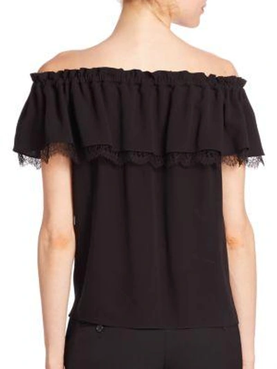 Shop Michael Kors Off-the-shoulder Silk Blouse In Black