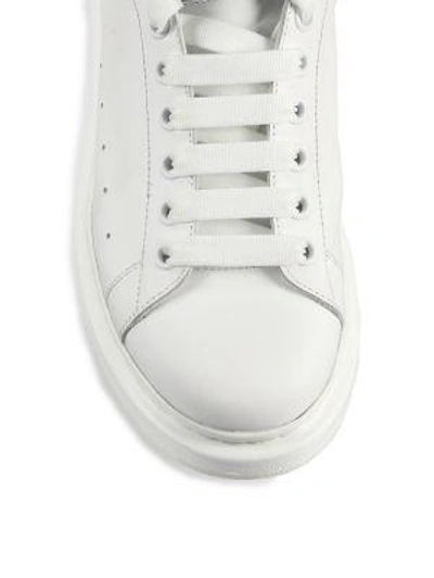 Shop Alexander Mcqueen Lift Ankle Strap Leather Sneakers In White-black