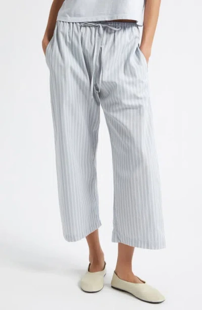 Leset Yoshi Striped Cotton-blend Wide-leg Pants In Blue
