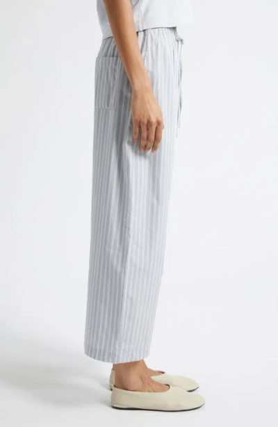 Leset Yoshi Striped Cotton-blend Wide-leg Pants In Blue