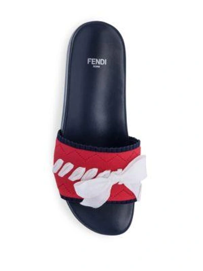 Shop Fendi Knit Rubber Slides In Red White Navy