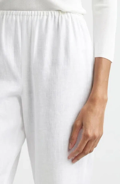 Posse Florence Ruffle Detail Crop Linen Pants In White