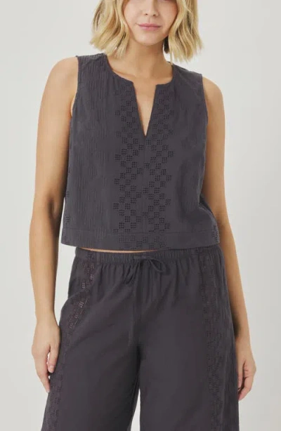 Splendid Kenzie Eyelet Geo Tank In Lead In Gray