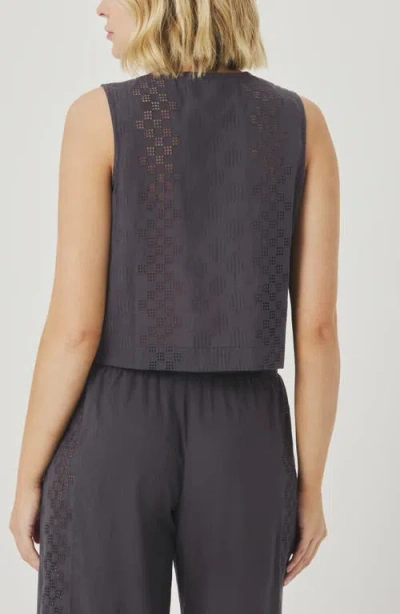 Splendid Kenzie Eyelet Geo Tank In Lead In Gray