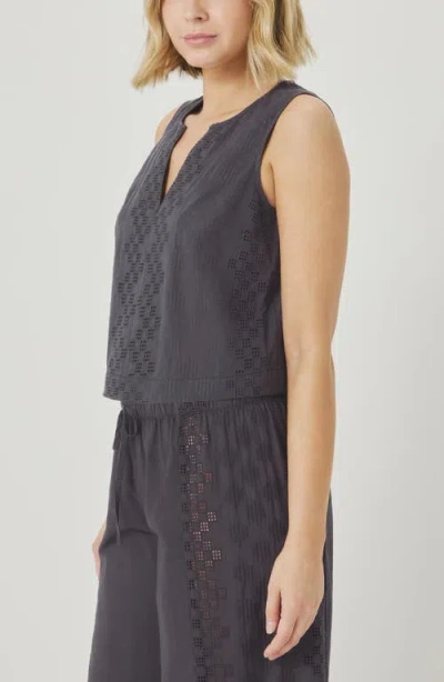 Splendid Kenzie Eyelet Geo Tank In Lead In Gray