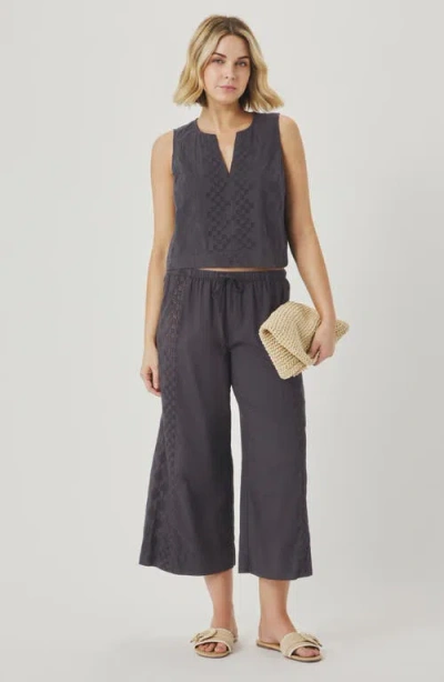 Splendid Kenzie Eyelet Geo Tank In Lead In Gray