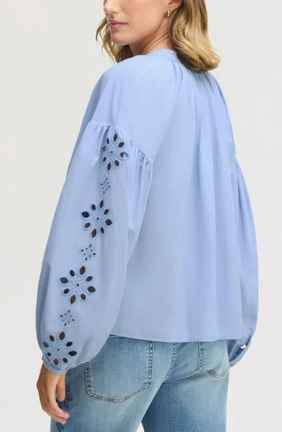 Sam Edelman Embroidered Sleeve Top In Blue