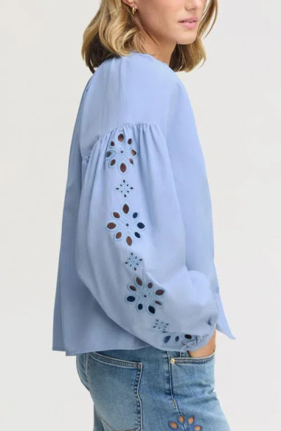Sam Edelman Embroidered Sleeve Top In Blue