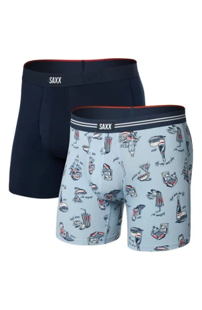 Saxx Vibe Xtra Assorted 2-pack Boxer Briefs In Blue