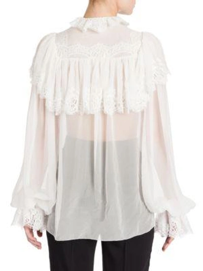 Shop Dolce & Gabbana Ruffle-detail Chiffon Blouse In White