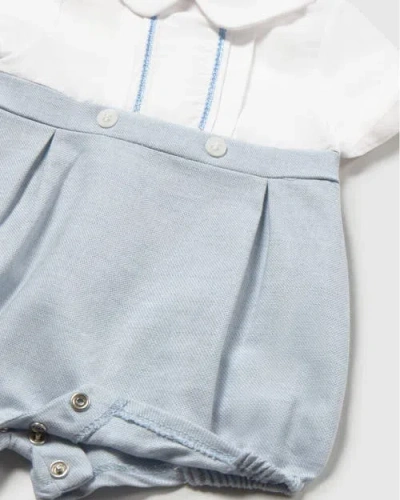 Mayoral Romper With Peter Pan Collar In Blue