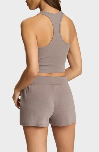 Commando Better Than Basic Racerback Crop Rib Tank In Brown