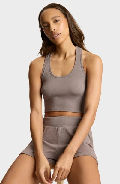 Commando Better Than Basic Racerback Crop Rib Tank In Brown