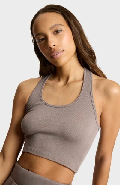 Commando Better Than Basic Racerback Crop Rib Tank In Brown