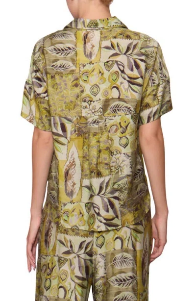 Melloday Easy Woven Pullover Shirt In Green