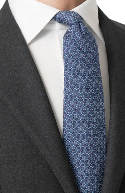 Eton Medallion Silk Tie In Blue