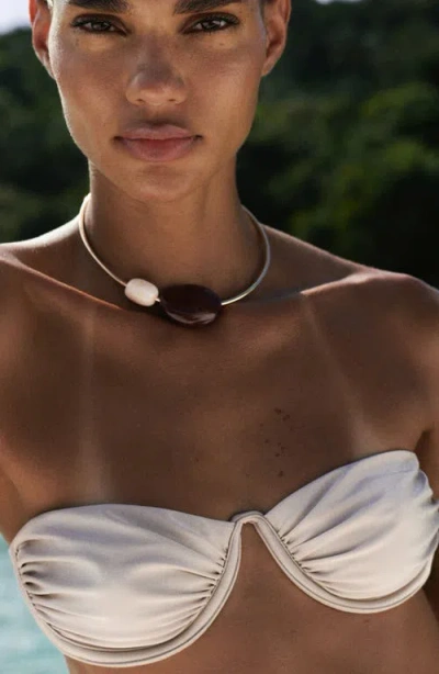 Mango Shiny Bikini Top In Gray