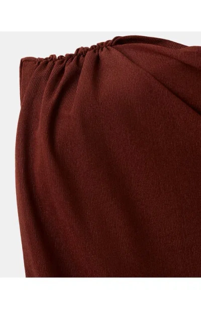Mango Asymmetric Ruched Top In Brown