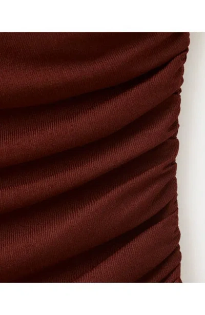 Mango Asymmetric Ruched Top In Brown