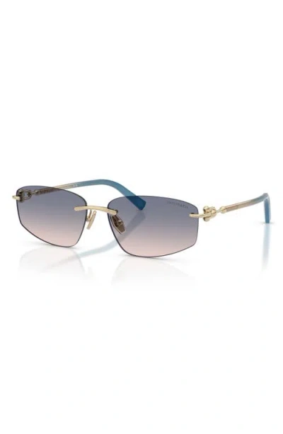 Tiffany & Co . 59mm Irregular Rectangular Sunglasses In Gold