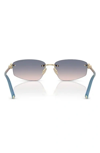 Tiffany & Co . 59mm Irregular Rectangular Sunglasses In Gold