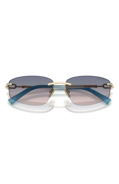 Tiffany & Co . 59mm Irregular Rectangular Sunglasses In Gold