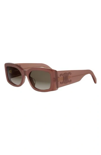 Celine Maxi Triomphe 53mm Gradient Rectangular Sunglasses In Pink