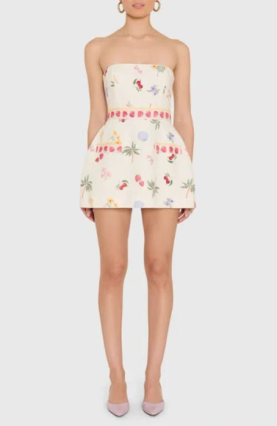 Amanda Uprichard Bethany Strapless Linen Blend Romper In White