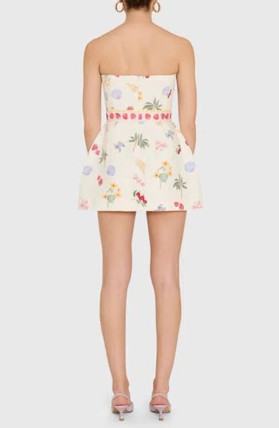 Amanda Uprichard Bethany Strapless Linen Blend Romper In White